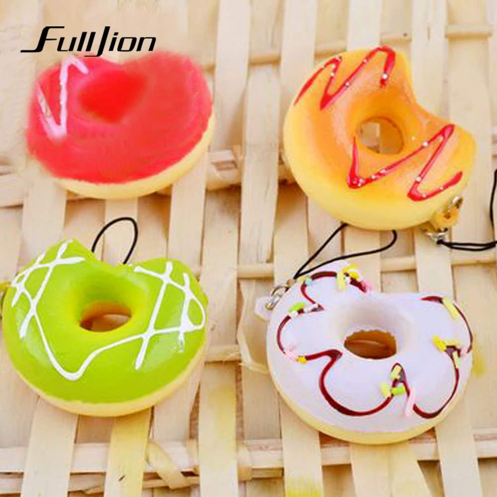Fulljion 4Pcs Squishy Donut Novelty Gag toys Surprise Stress Relief Toy Joke Squishie Charms Mobile Phone Strap | Игрушки и хобби