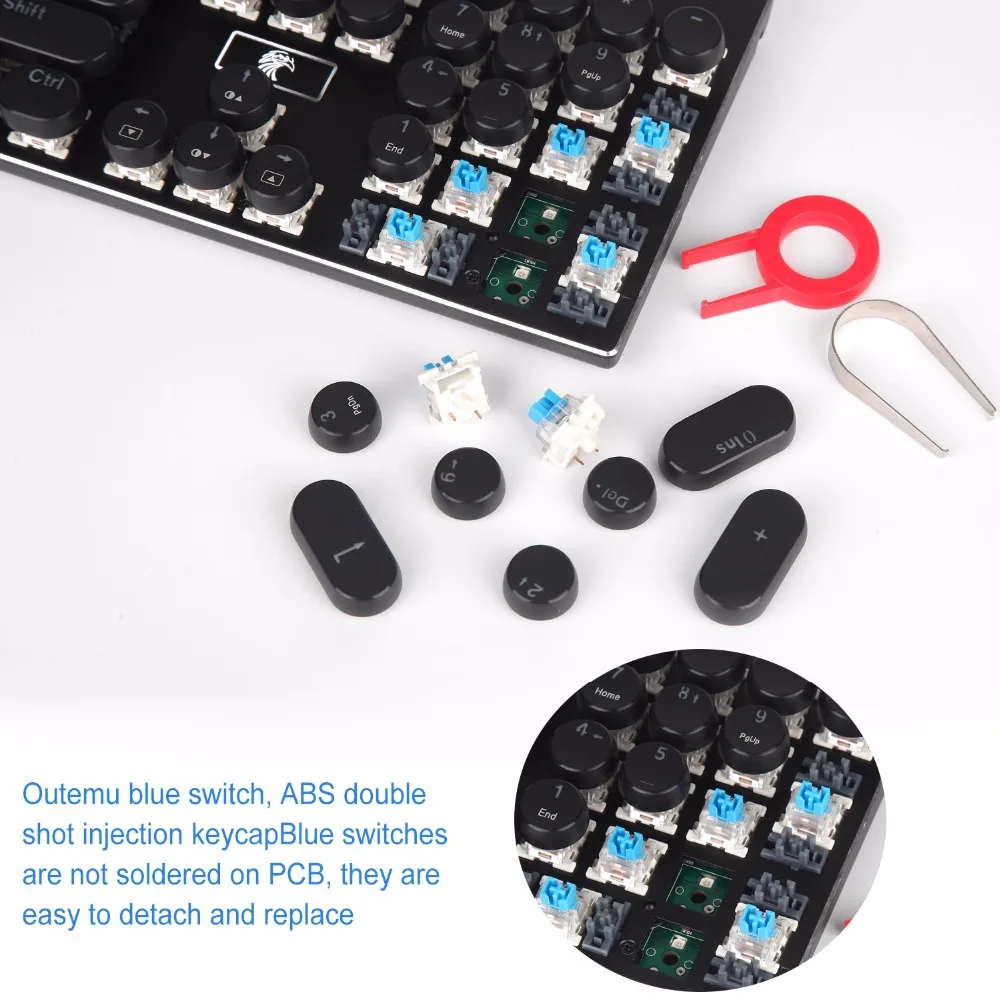 Механическая игровая клавиатура RGB в стиле ретро программируемая подсветка