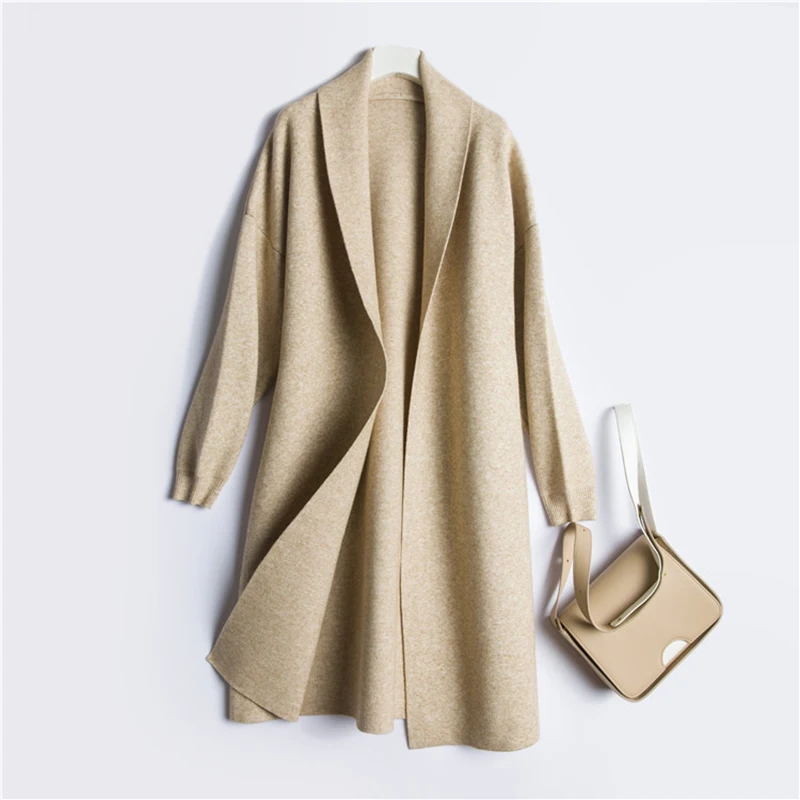 Pantalon Thick Knit Female cardigan Long knit wear women beige pull femme korean style jaune |