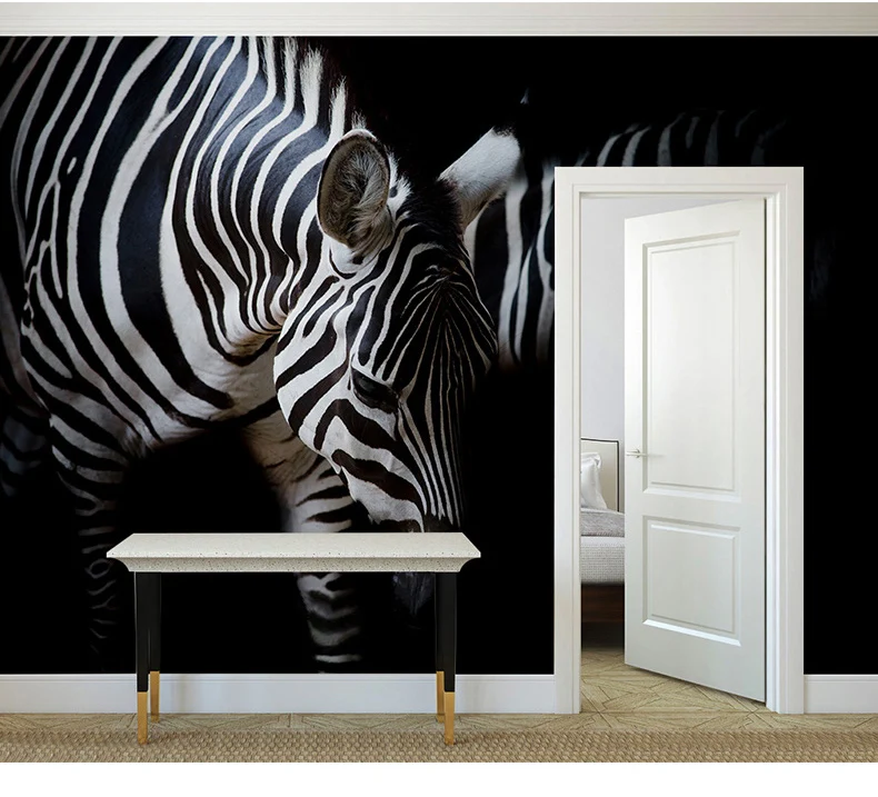 

Bacaz Art Animal Zebra 3d Wall Mural Wallpaper Stickers Wall paper for Living room Sofa Background Decor 3d Animal Stickers