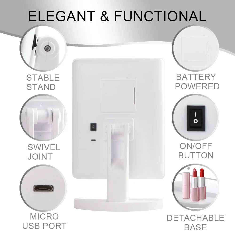 Светодиодный Яркий сенсорный экран зеркало для макияжа роскошное с 22