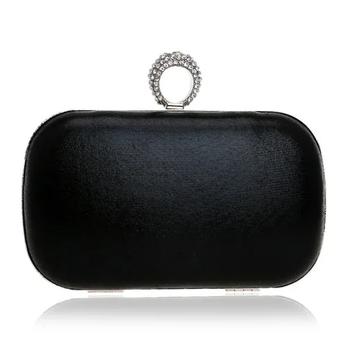 YM1015black Полиэфирный лоскут один универсальный Бриллианты Женские вечерние сумки палец кольцо золотой кошелек на плечо сумки свадебный день клатч - Цвет: YM1015black