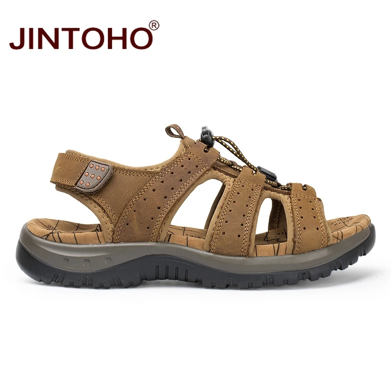 Новинка 2018 летняя мужская пляжная обувь JINTOHO модные мужские сандалии из