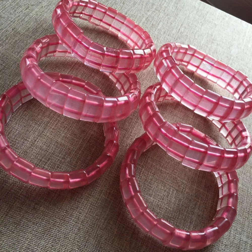 

100% Natural Genuine Mozambique Quartz Crystal Rectangle Beads Jewelry Women Stretch Charm Bracelets