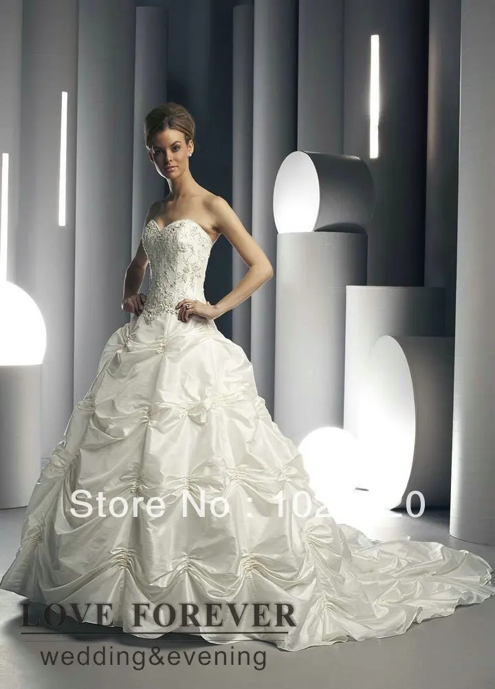 Ball Gown Ivory Embroidery Corset Body Hot Sale Modest Wedding Dress Taffeta | Свадьбы и торжества
