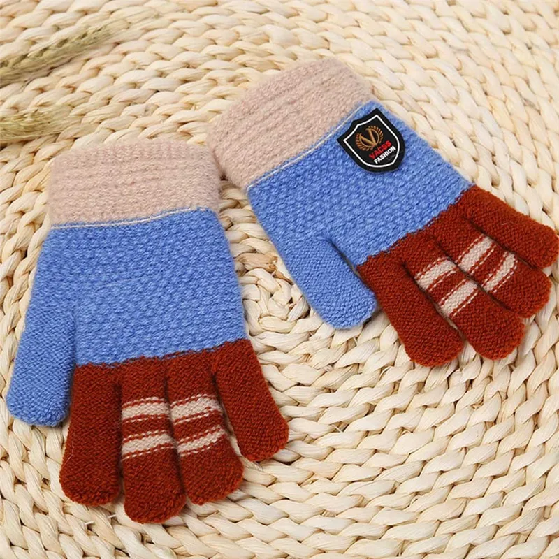 Blue TELOTUNY/ модные детские зимние теплые варежки с рисунком медведя из мультфильма для мальчиков и девочек; перчатки; IU20 - Цвет: Blue
