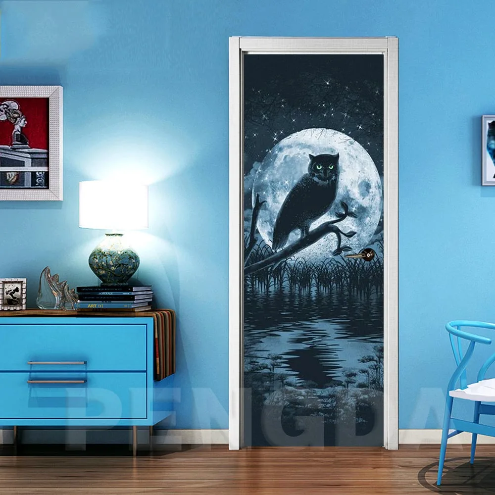 DIY ремонтная паста Водонепроницаемая самоклеящаяся бумага с изображением животных Совы наклейка на дверь в спальню Печать на холсте фотографии домашний декор