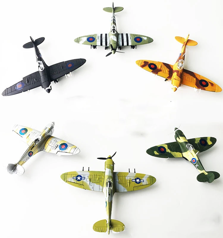6 шт. пластиковые DIY военные модели истребителя Spitfire строительные наборы 4D WW2 самолет Кирпичи Модель самолета игрушка для детей - Цвет: Белый