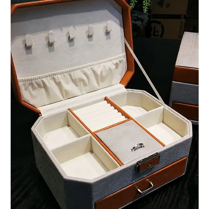 

Free shipping Retail HIGH QUALITY Carrying Case for Jewelry PU & Velvet Wedding Storage Box Jewellery Accessories box Biirthday