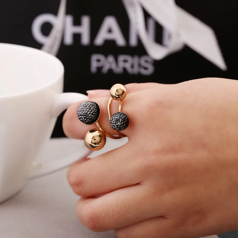 Crystal Black Party Open 1PC Knuckle Finger Midi Rings Rhinestone Punk Adjustable Beautiful Rings Girls Exquesite Opening Gold