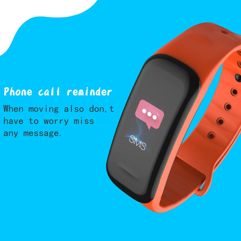 C1 Plus Smart Bracelet Fitness Tracker Waterproof Heart Rate Monitor Blood Pressure Data Storage Music Control Call Rejection | Наручные