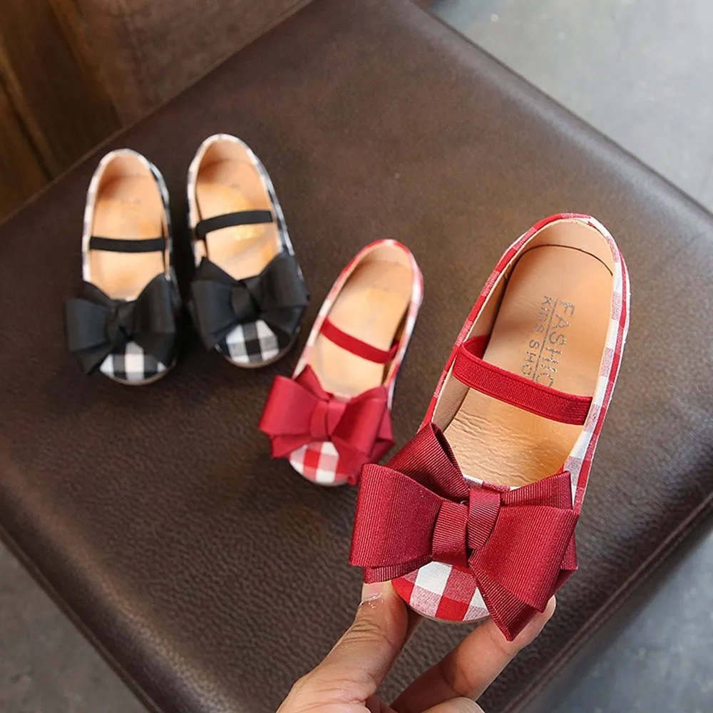 2019 г. Летняя элегантная клетчатая обувь для девочек с галстуком-бабочкой