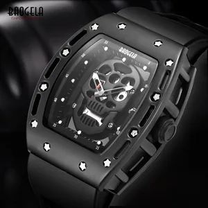 Часы-скелетоны Мужские Аналоговые Кварцевые, силиконовые, под розовое золото 1612 пробы