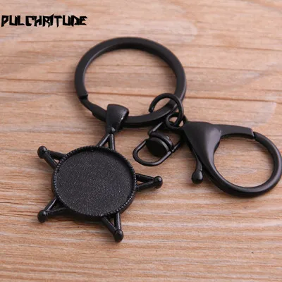 20mm PULCHRITUDE 1 шт. 20-40 мм круглый черный Кабошон Настройки металлический брелок аксессуары Diy пустой цинковый сплав База лотки для брелок - Цвет: 20mm