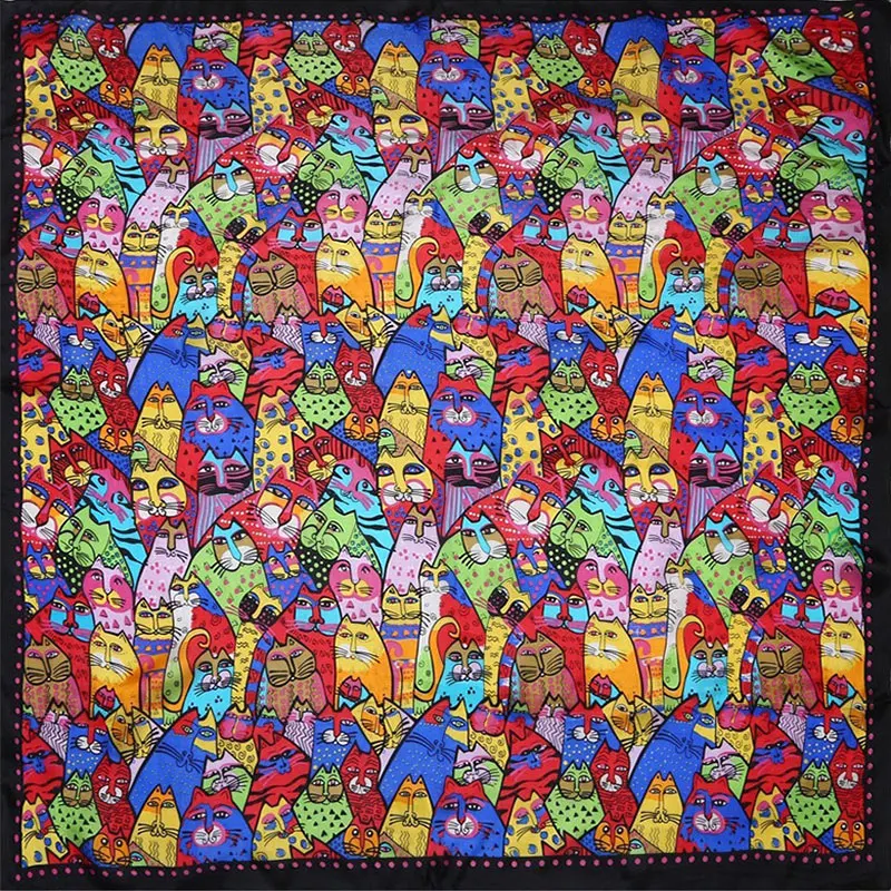 2 шт шелковый шарф оптом 100% Шелковый женский цветной Кот хиджаб 2019 Массовая