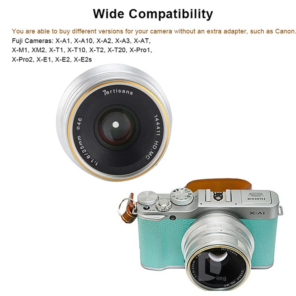 7 ремесленников 25 мм F1.8 Prime объектив для sony E крепление для камер Fujifilm и Micro 4/3 A7 A7II A7R G1 G2 G3 X-A1 X-A10 с блендой