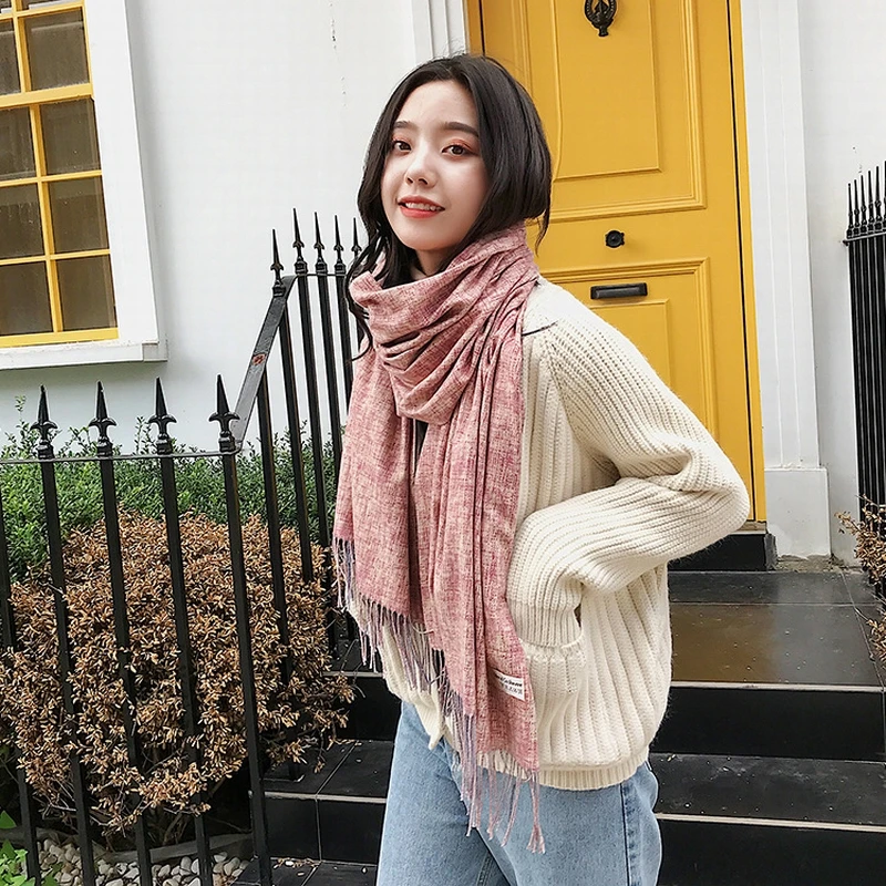 2018 женский зимний шарф для девочек длинный размер лоскутный узор шарфы и