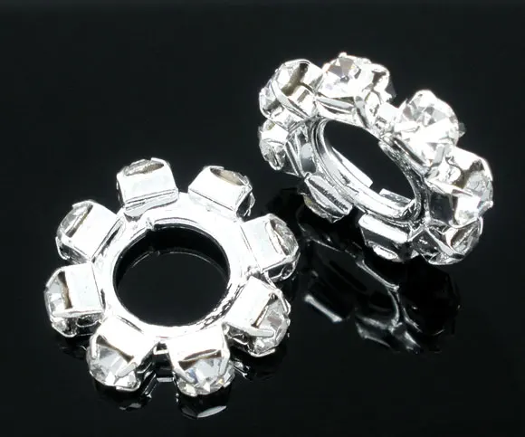 DoreenBeads медные стразы бусины-разделители серебристые белые диаметром около 18 мм