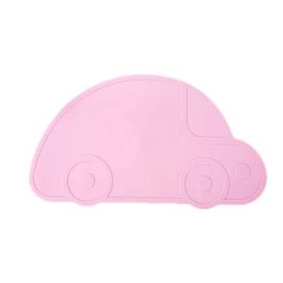 Pink Силиконовая подставка в форме автомобиля для обеденных подушечек, Детская подставка для посуды, защитная подставка, Настольная подушка, BPA Free, водонепроницаемый коврик для посуды - Цвет: Pink