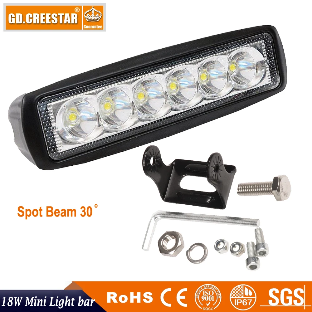 18Watts 6inch Spot Flood LED Work Light bar For Car Truck Boat Driving Fog Offroad SUV 4WD 4x4 Golf lights x 2pcs Free Ship | Автомобили и