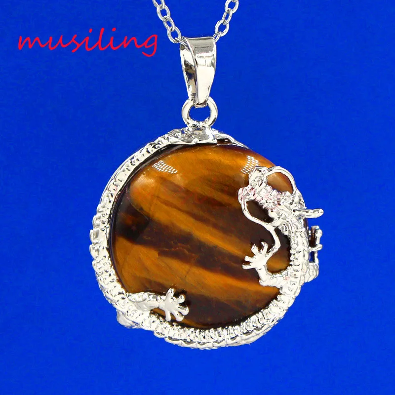 Подвеска из натурального камня в виде плоского жемчуга дракона ожерелье цепочка