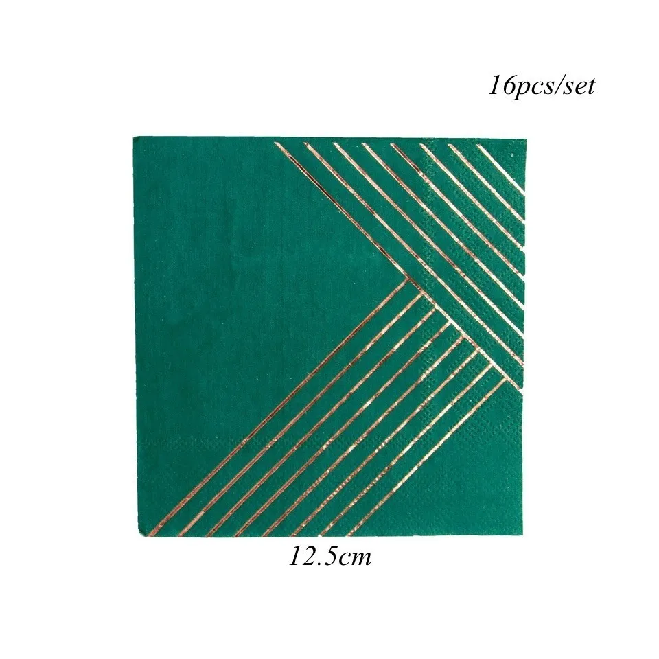 16pcs napkin 1 Набор, зеленые чернила, одноразовая посуда, Розовая позолота, бумажные тарелки/салфетки, декор стола для свадьбы, посуда для вечеринки в честь Дня Рождения, принадлежности - Цвет: 16pcs napkin