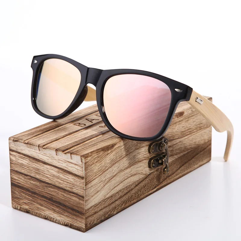 Pink Polarized BARCUR розовые солнцезащитные очки, дерево бамбуковые женские солнцезащитные очки модные Зеркальные Солнцезащитные очки женские брендовые дизайнерские очки - Цвет линз: Pink Polarized