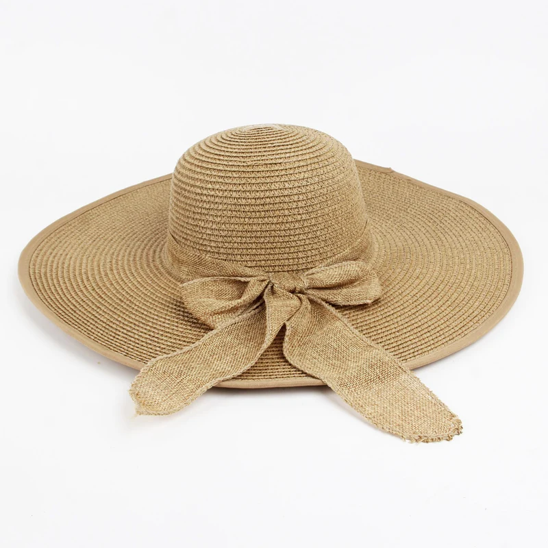 

Women's Summer Straw Hat Female Sombreros Wide Brim Panama Cap Big Wide Brim Hats For Women Adjustable Floppy Foldable Caps L003