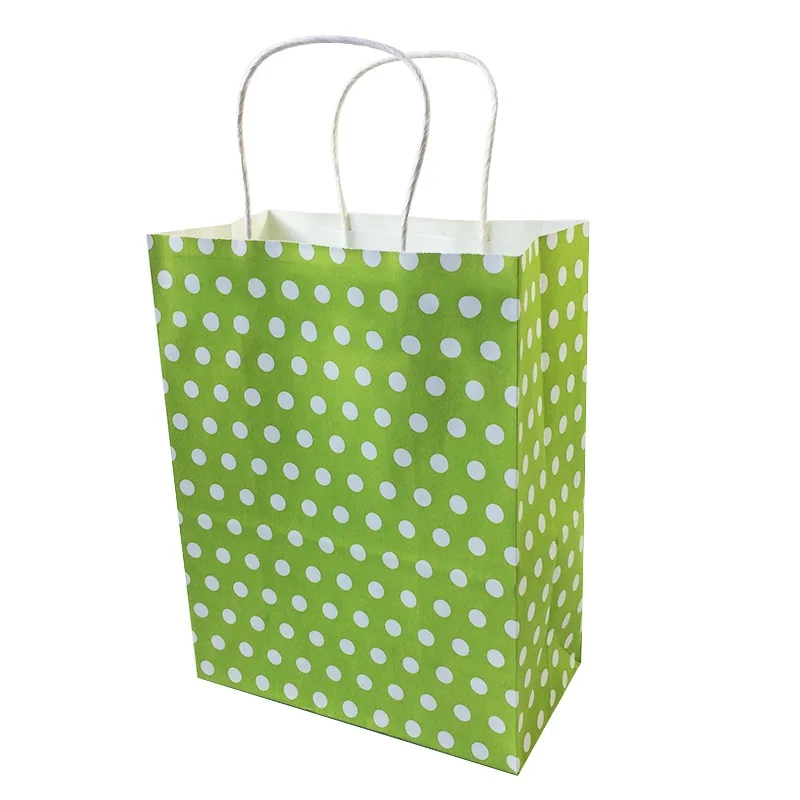 10 шт./лот классический красочный белый горошек пакет из крафт-бумаги с ручкой