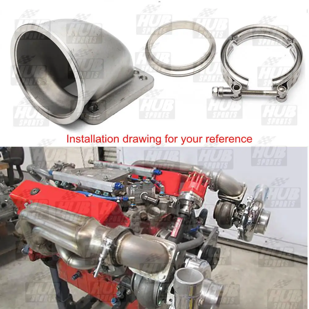 1 комплект фланец адаптера из нержавеющей стали T4/T3 Turbo с углом 90 градусов + 3 5 дюйма Vband 304