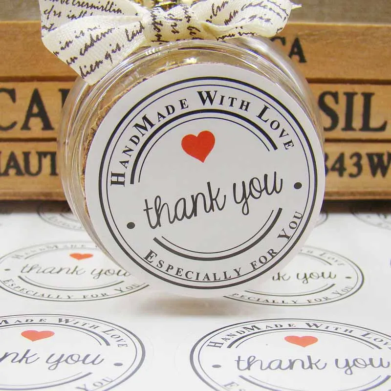 

35mm Diameter Wholesale DIY Thank You White Paper Sticker Label 100pcs /Lot Round For Hand Made Gift Cake Candy Rated 5.0 /5 bas