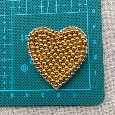Golden heart Нашивки ручной работы с жемчугом, рыбками, звездами омаров, бисером, нашивки с блестками для одежды, Аппликация из бисера, милая нашивка - Цвет: Golden heart