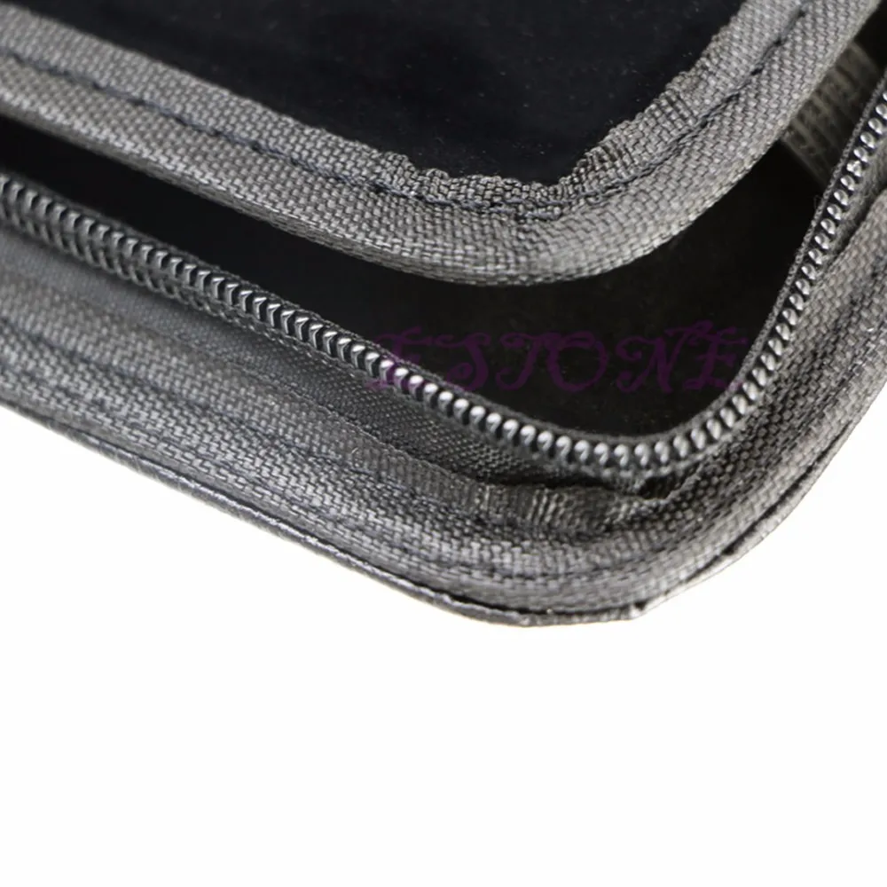 Черный большой PU искусственная кожа фонтан 48 ручки Карандаш Чехол для хранения на молнии сумка держатель
