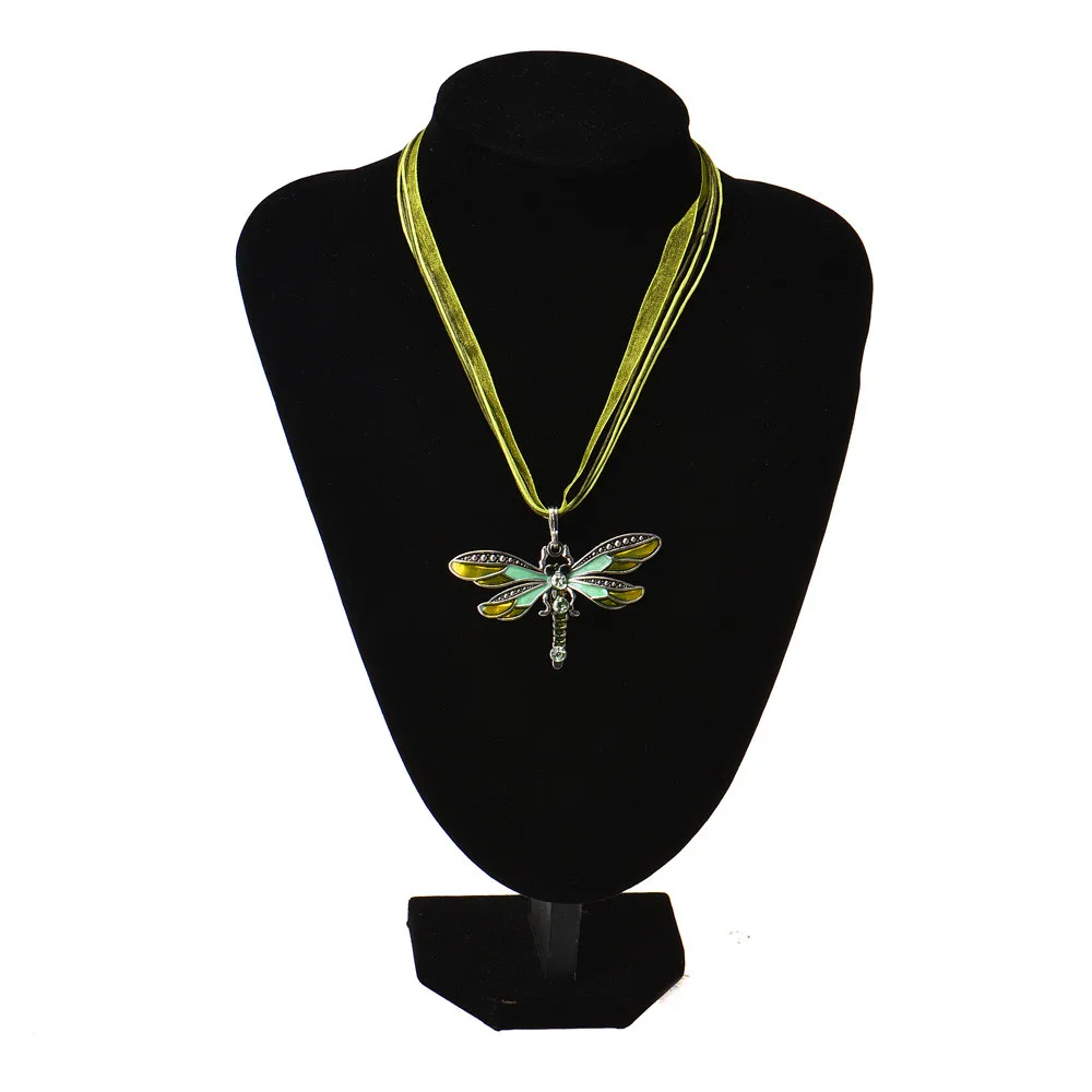 2018 новый горячий женский ретро горный хрусталь ожерелье стрекоза кулон длинные