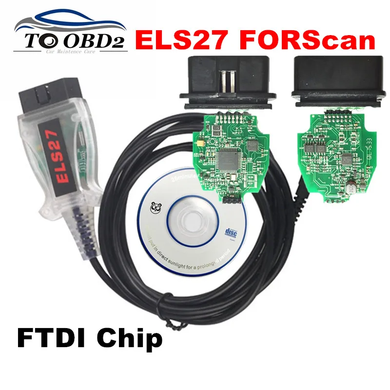 Новейший V2.3.8 OBD2 считыватель кодов ELS27 FORScan работает для Mazda/Lincoln/Mercury Green PCB FTDI чип+ PIC24HJ128GP лучше, чем ELM327