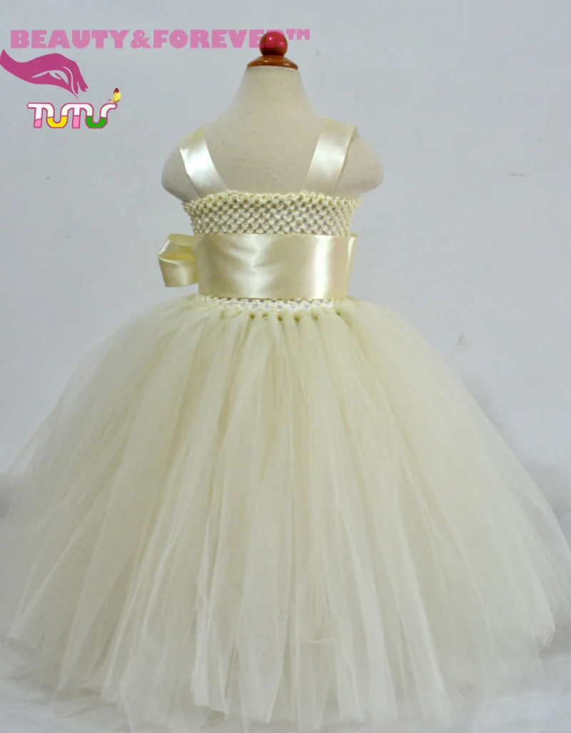 Handmade Lined crochet tank top hot pink sash ivory tutu girl dress for wedding |