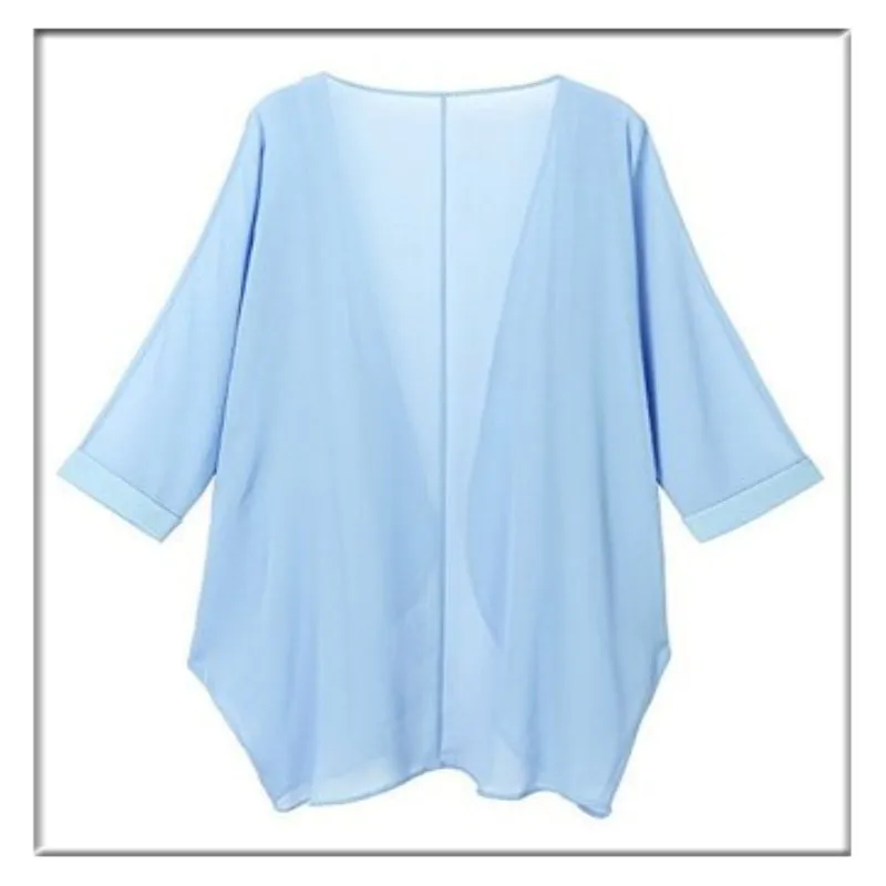 Летний Новый однотонный кардиган Солнцезащитная шифоновая блузка| |