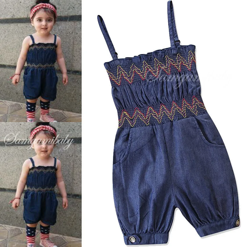 Летний комбинезон на бретельках в ковбойском стиле для девочек 0-7 лет Детские