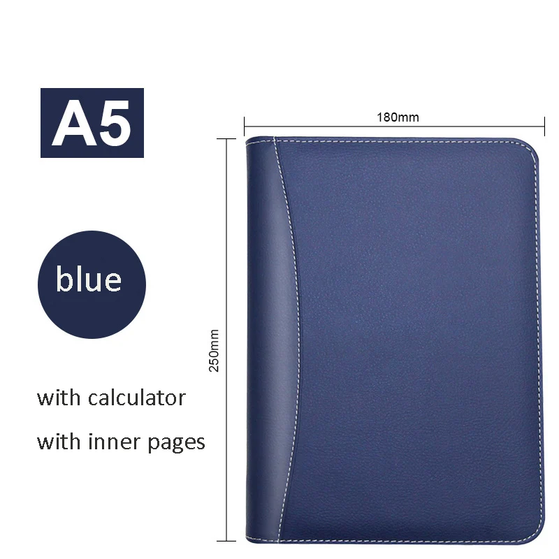 A5 blue A6, A5, B5, блокнот для путешествий из искусственной кожи, ежедневник, ежедневник, ежедневная заметка, блокнот, блокнот, на молнии, с 6 кольцами, в подарок, 1086B - Цвет: A5 blue