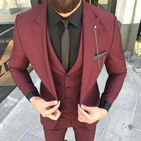 burgundy men suits slim fit groom tuxedos men wedding tuxedos high quality men formal business prom party suitjacketpants