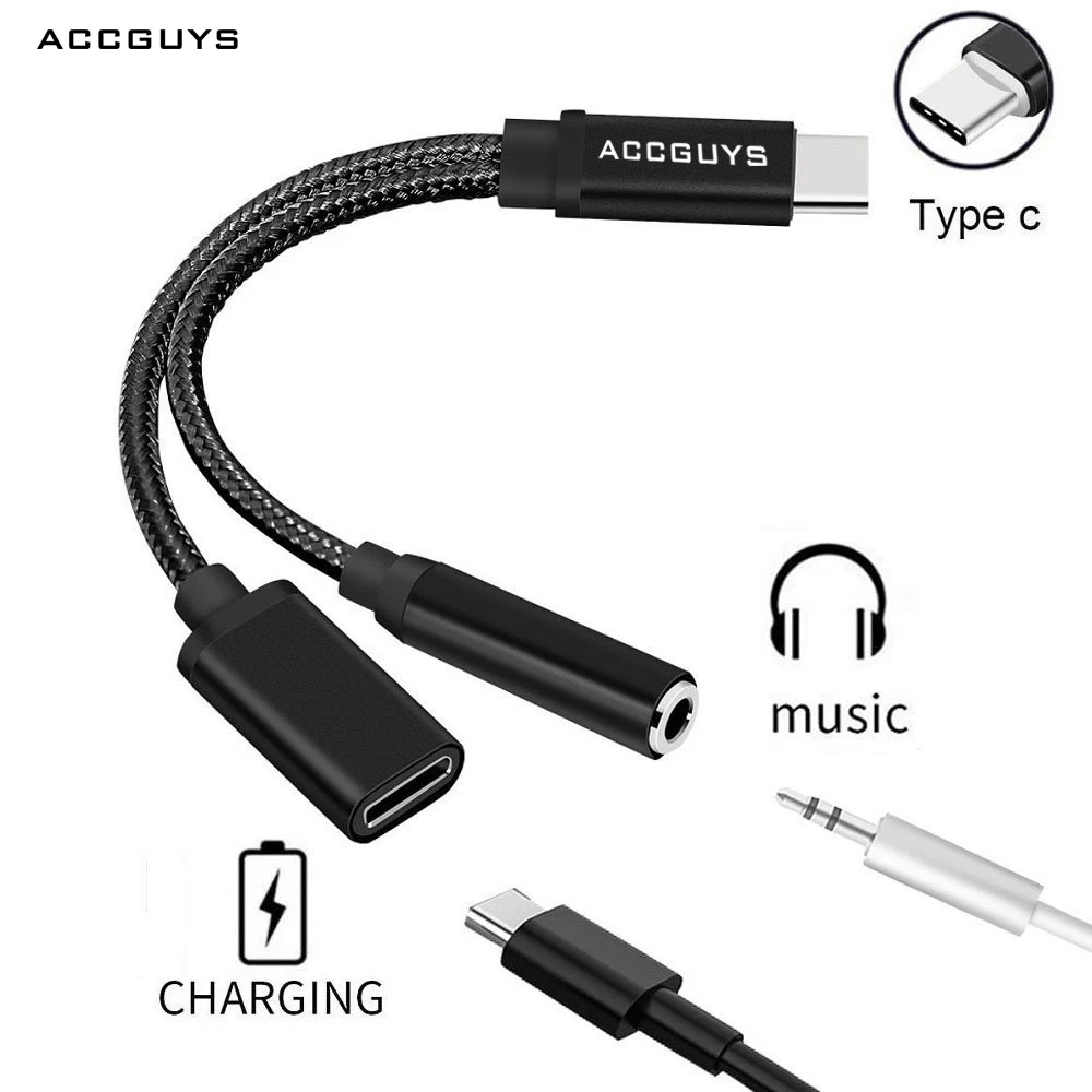 ACCGUYS 2 в 1 USB-C кабель usb type C до 3,5 мм разъем для наушников аудио зарядный адаптер для Xiaomi Mi6 Moto huawei mate 10 Pro P20