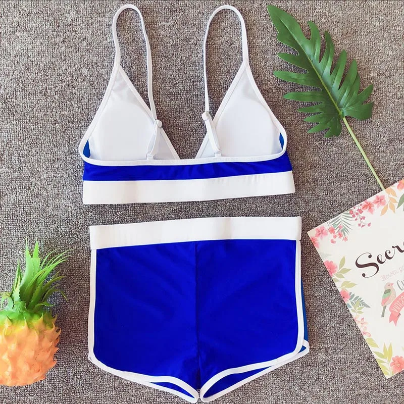Винтаж спортивные купальники двойка для малышек женщин яркий цвет Activewear Шорты