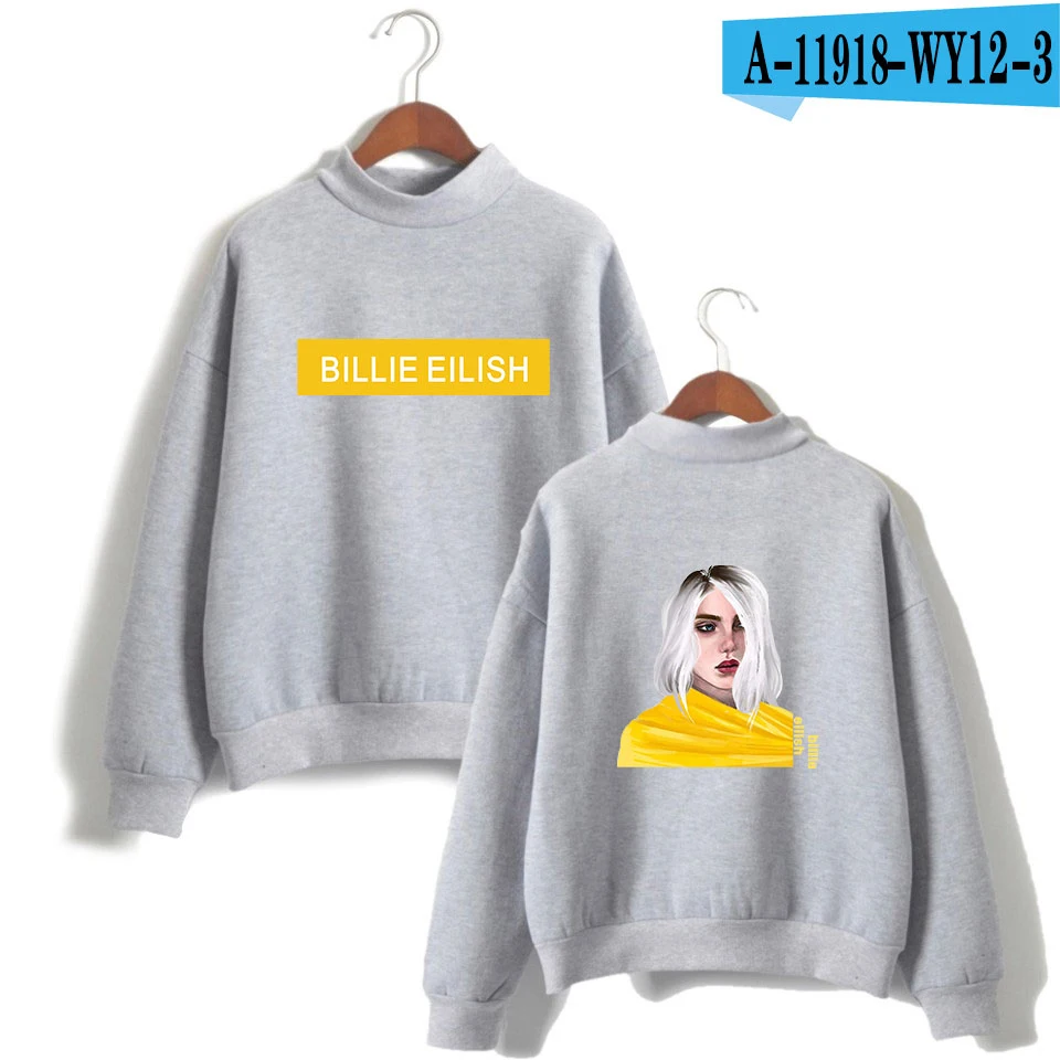 Billie Eilish водолазка толстовки Kpop Harajuku Женская одежда оверсайз хип-хоп Bangtan Одежда для мальчиков Новая мода - Цвет: gray