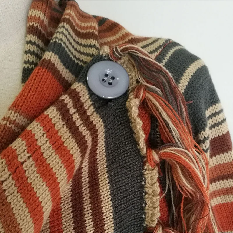 2019 Spring Oversized Sweaters Striped Cardigans Poncho O-Neck Ribbed Sweater Women'S Female Warm Thick Knitted Coarse Jumper |