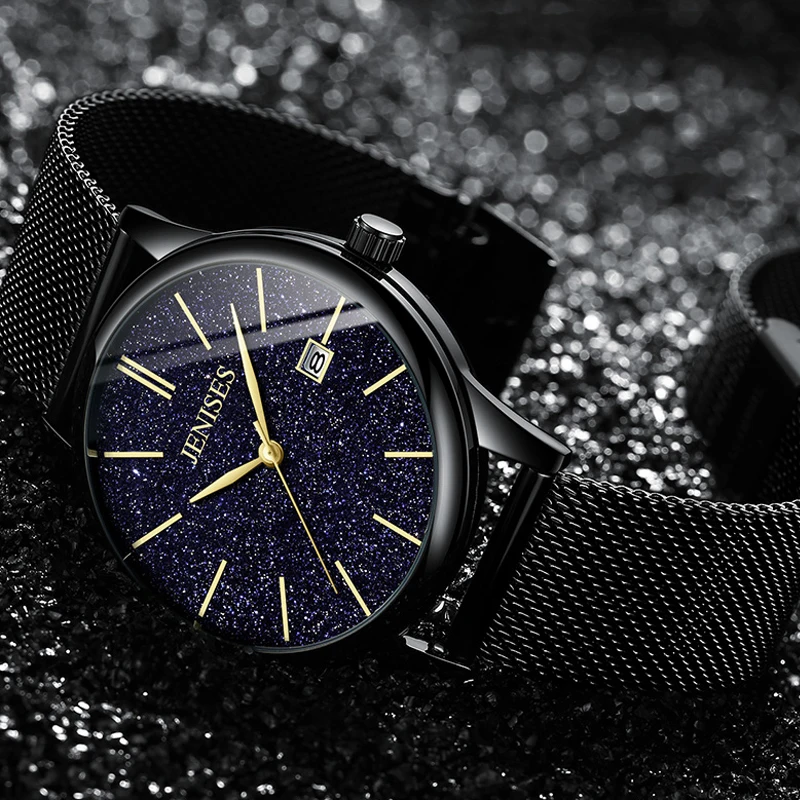Горячая Распродажа звездное небо мужские часы ультра тонкие водонепроницаемые