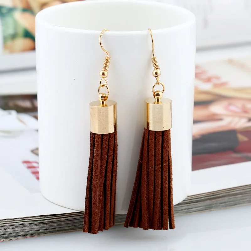 2017 модные корейские Бархатные серьги с кисточками эффектные украшения в стиле