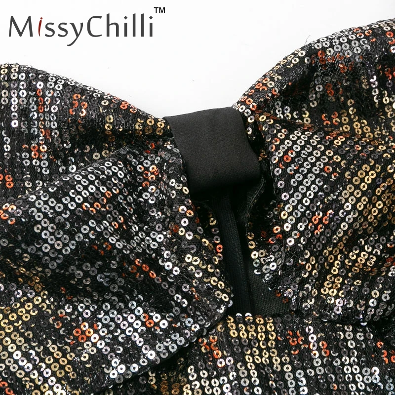 Женское платье с блестками MissyChilli леопардовое черное раздельными рукавами