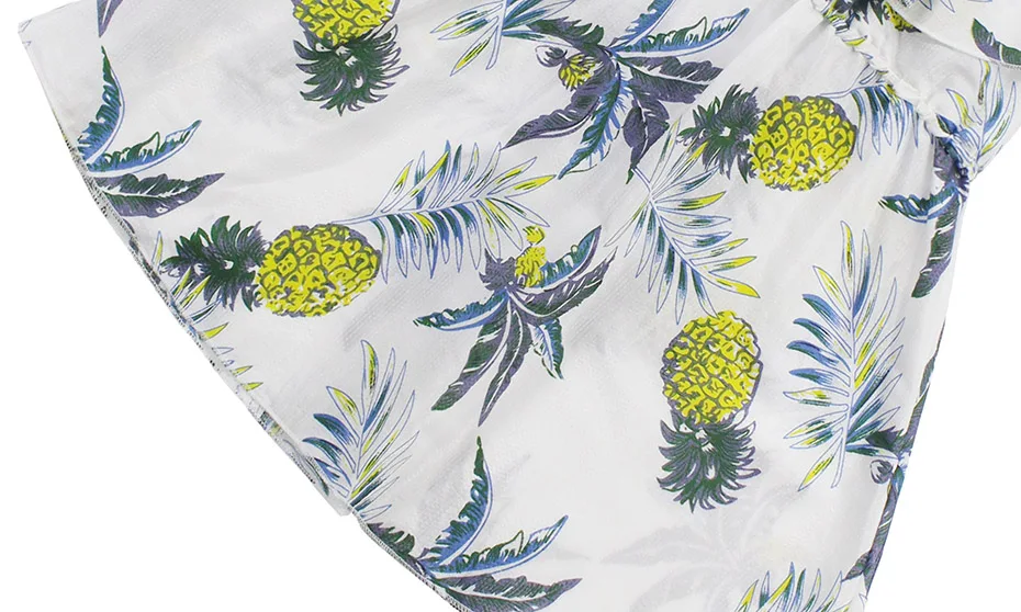 Платье для девочек с открытыми плечами; Vestidos; детское платье с рисунком ананаса; детская Подростковая летняя одежда для девочек 6, 8, 10, 12, 13, 14 лет