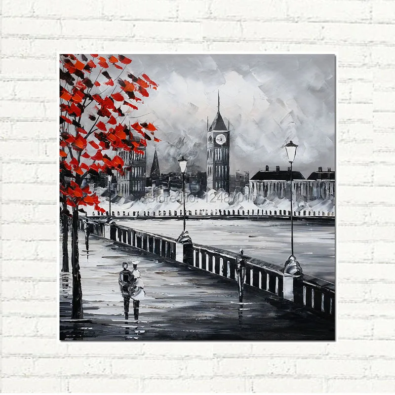 Современная живопись маслом Лондон память ручная роспись палитра нож городской
