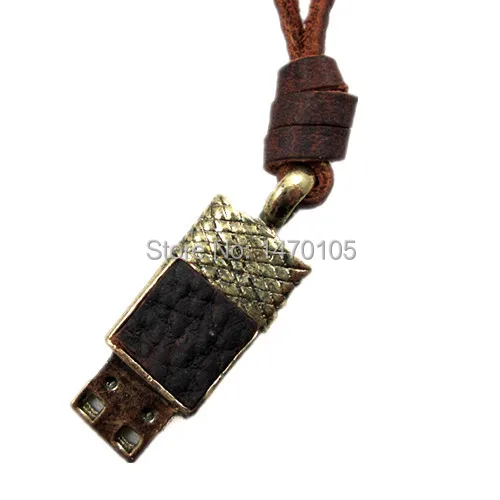 Fashion USB Alloy Pendant Adiustable genuine leather Necklace | Украшения и аксессуары